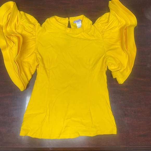 Vibrant Ruffle Sleeve Blouse in Yellow - Picture 2 of 3